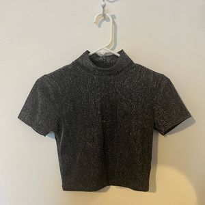 Forever 21 Silver Dark Grey Metallic Crop Top